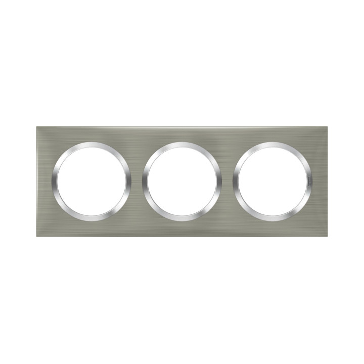 Plaque Carrée Dooxie 3 Postes Finition Effet Inox Brossé