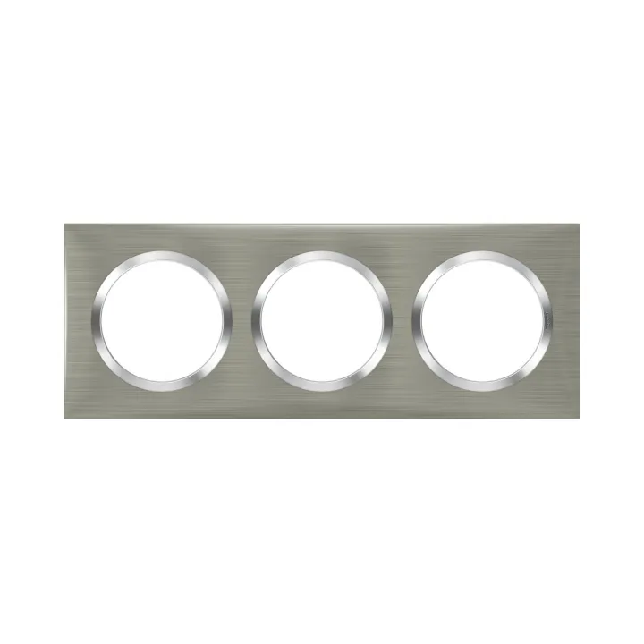 Plaque Carrée Dooxie 3 Postes Finition Effet Inox Brossé