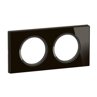 Plaque De Finition Céliane 2 Postes - Verre Onyx Noir