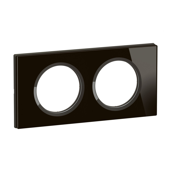 Plaque De Finition Céliane 2 Postes - Verre Onyx Noir