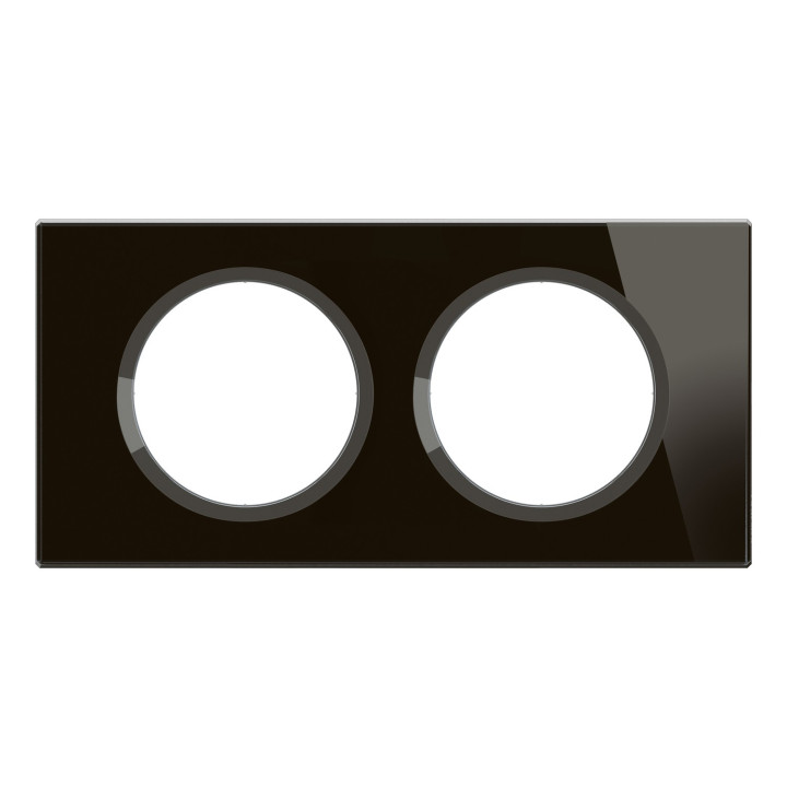 Plaque De Finition Céliane 2 Postes - Verre Onyx Noir