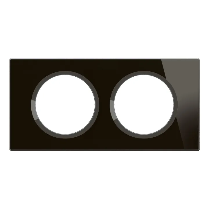 Plaque De Finition Céliane 2 Postes - Verre Onyx Noir