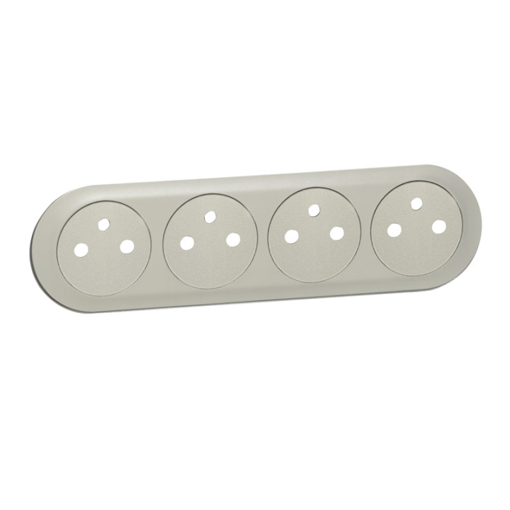 Enjoliveur Céliane Quadruple Prise 2P+T Surface Précablée Compacte - Titane