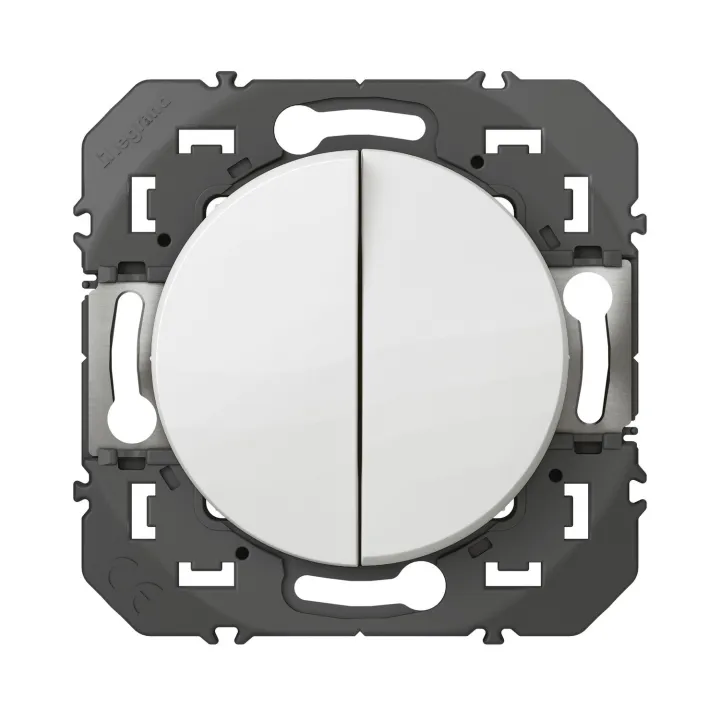 Poussoir Double Dooxie 6A 250V~ Finition Blanc