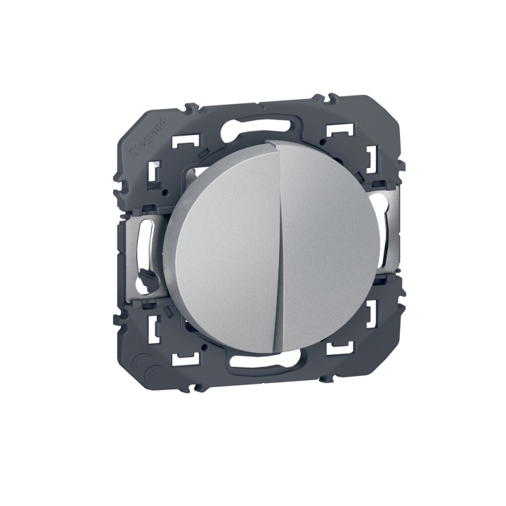 Poussoir Double Dooxie 6A 250V~ Finition Alu