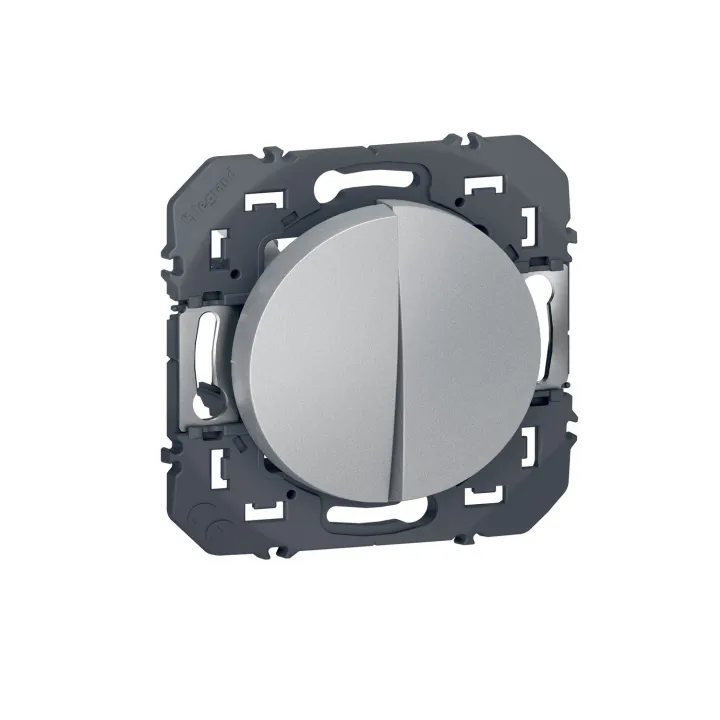 Poussoir Double Dooxie 6A 250V~ Finition Alu