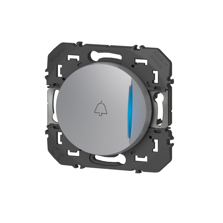 Poussoir Avec Voyant Lumineux Marquage Sonnette Dooxie 6A 250V~ Finition Alu