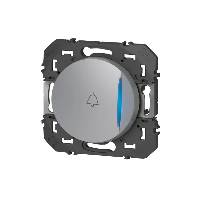 Poussoir Avec Voyant Lumineux Marquage Sonnette Dooxie 6A 250V~ Finition Alu