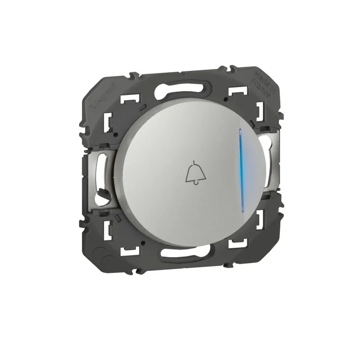 Poussoir Avec Voyant Lumineux Marquage Sonnette Dooxie 6A 250V~ Finition Alu