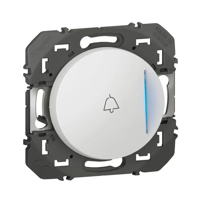 Poussoir Lumineux Avec Marquage Sonnette Dooxie À Équiper D'Un Voyant - Blanc