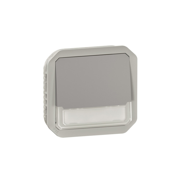 Poussoir No-Nf Lumineux Porte-Étiquette Plexo Composable Gris