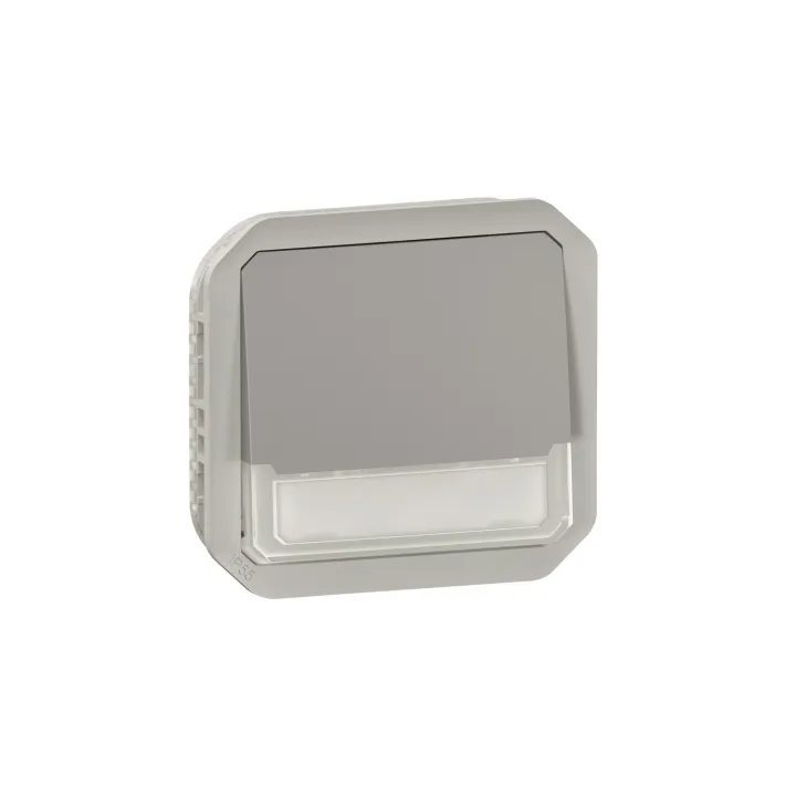 Poussoir No-Nf Lumineux Porte-Étiquette Plexo Composable Gris