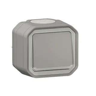 Poussoir No Lumineux Plexo Complet Saillie Gris