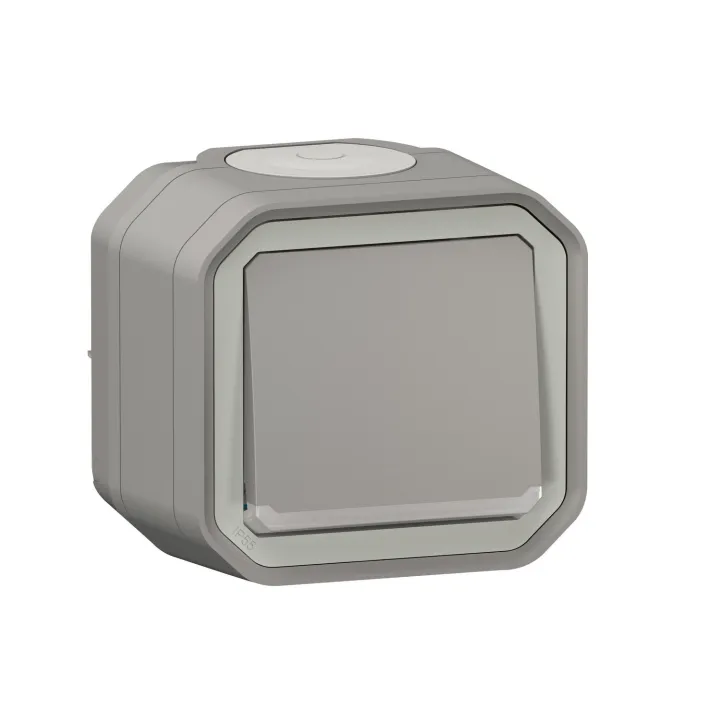 Poussoir No Lumineux Plexo Complet Saillie Gris