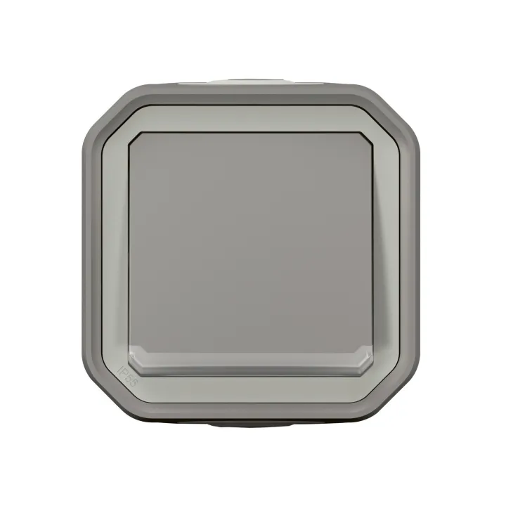 Poussoir No Lumineux Plexo Complet Saillie Gris