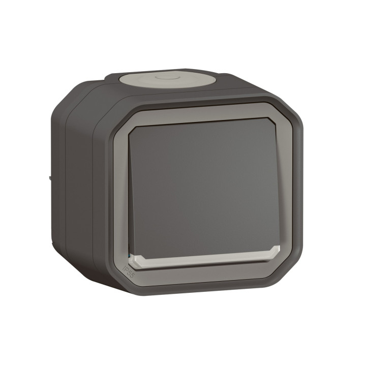 Poussoir No Lumineux Plexo Complet Saillie Anthracite