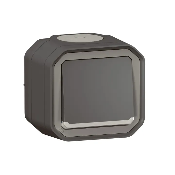 Poussoir No Lumineux Plexo Complet Saillie Anthracite