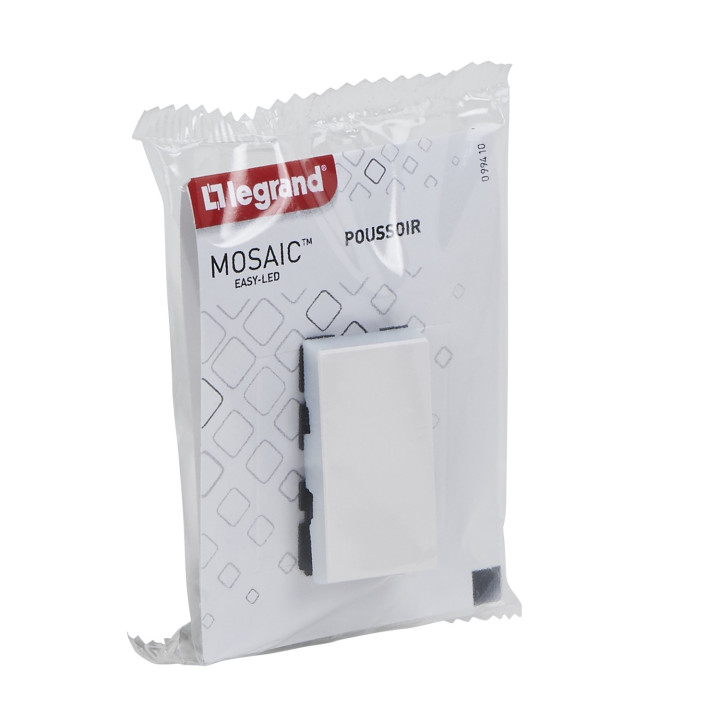 Poussoir Mosaic Easy-Led 6A 1 Module - Blanc