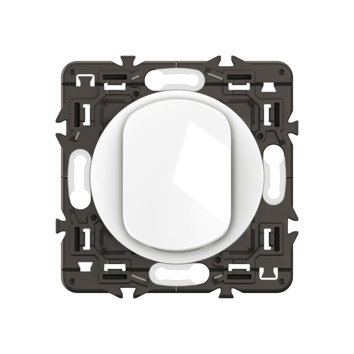 Poussoir inverseur Céliane contact NO+NF 6A - prémonté Blanc