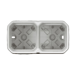 Boîtier saillie à embouts 2 postes horizontaux et verticaux Plexo blanc