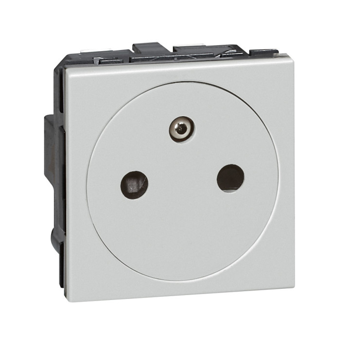 Prise 2P+T Surface Mosaic 2 Modules Avec Connexion Par Bornes Automatiques Alu
