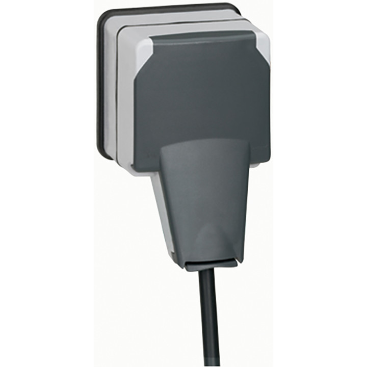 Prise De Courant 2P+T Volet Ip66 Fiche Engagée Plexo Complet 16A 250V~ - Gris