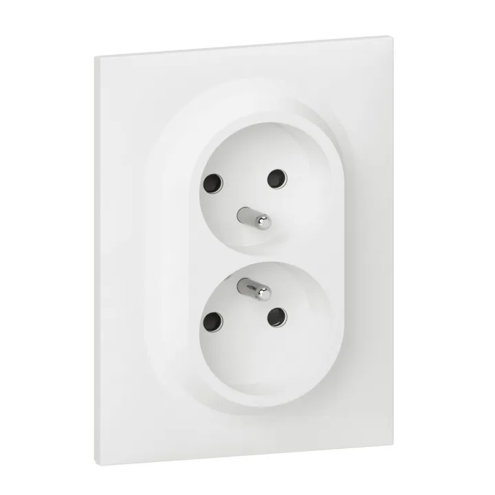 Double Prise 2P+T Compacte Monobloc Easyréno Dooxie 16A Avec Plaque