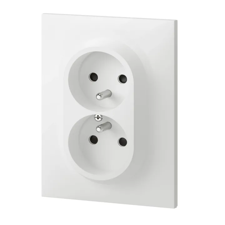 Double Prise 2P+T Compacte Monobloc Easyréno Dooxie 16A Avec Plaque