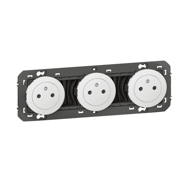 Triple Prise De Courant 2P+T Surface Dooxie 16A Précâblées Finition Blanc