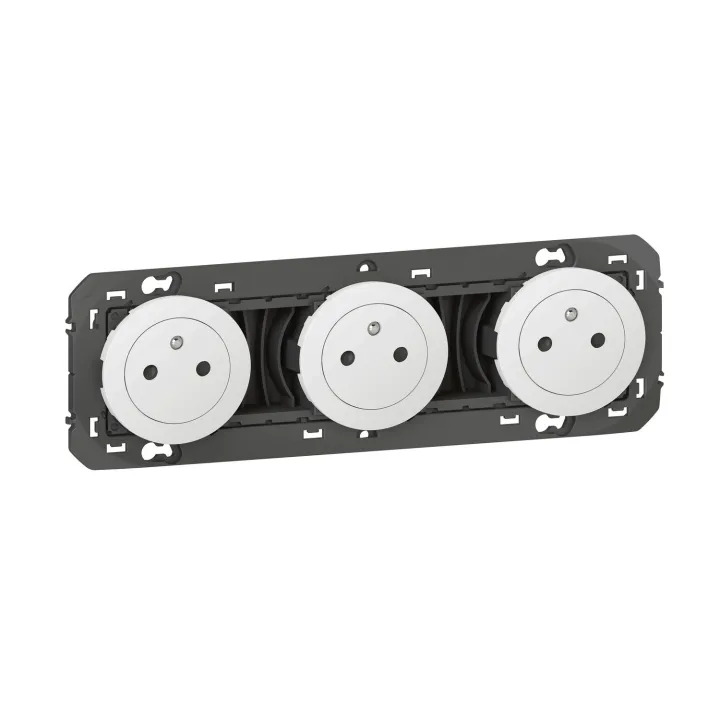 Triple Prise De Courant 2P+T Surface Dooxie 16A Précâblées Finition Blanc