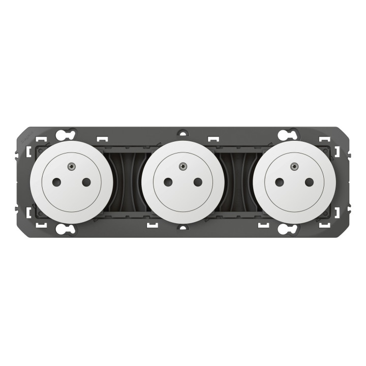 Triple Prise De Courant 2P+T Surface Dooxie 16A Précâblées Finition Blanc