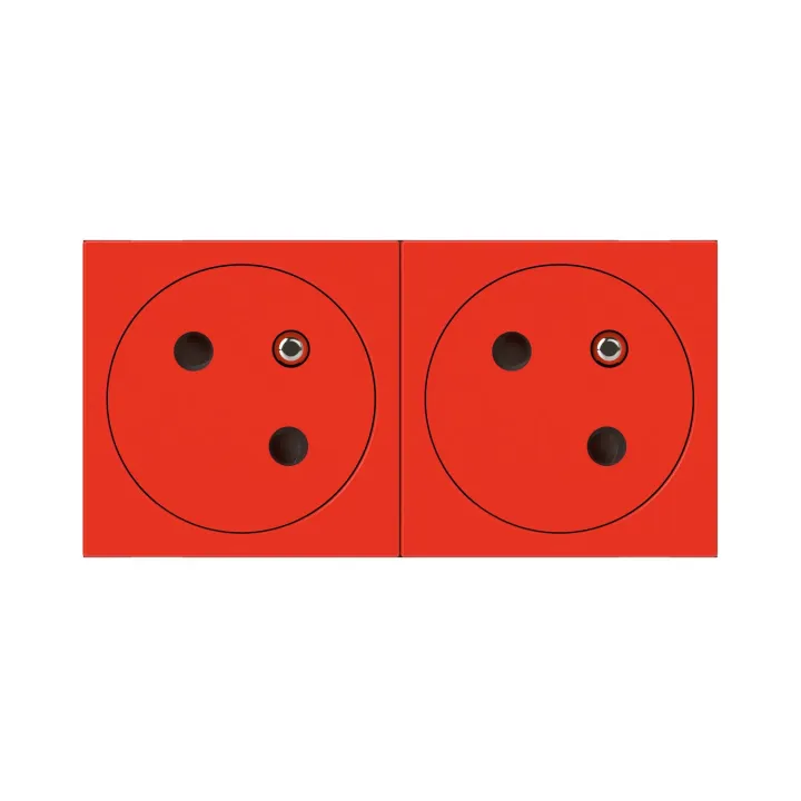 Prise 2X2P+T Surface Mosaic Link À Raccordement Latéral 4 Modules - Rouge