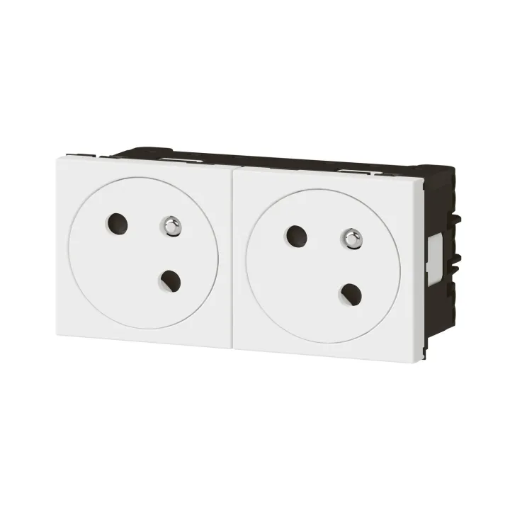 Prise 2X2P+T Surface Mosaic Link À Raccordement Latéral 4 Modules - Blanc
