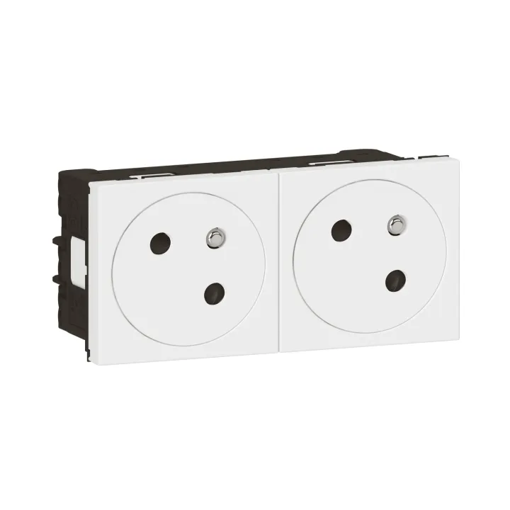 Prise 2X2P+T Surface Mosaic Link À Raccordement Latéral 4 Modules - Blanc