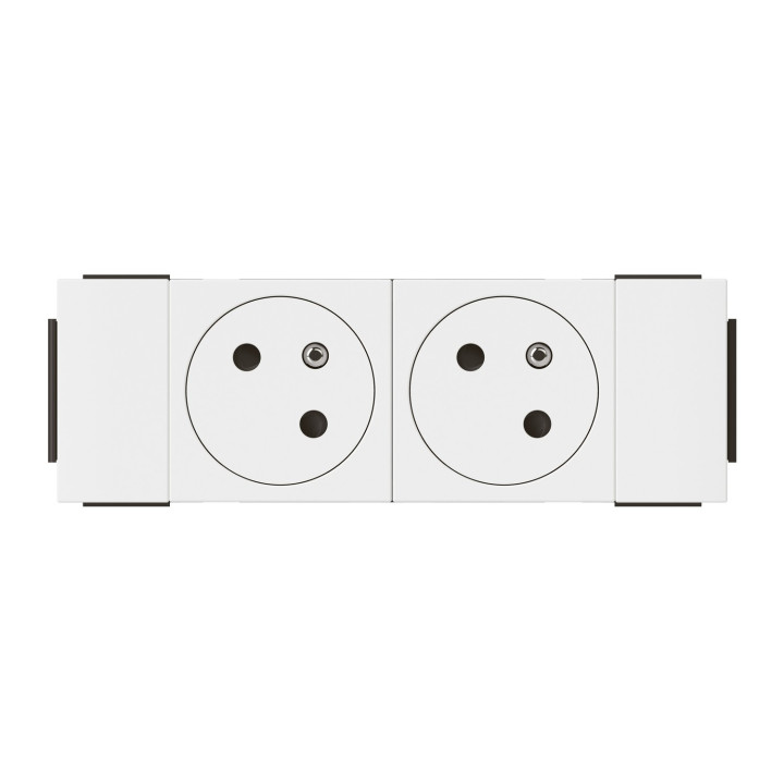 Prise 2X2P+T Surface Mosaic Soluclip Pour Goulotte Clippage Direct - Blanc