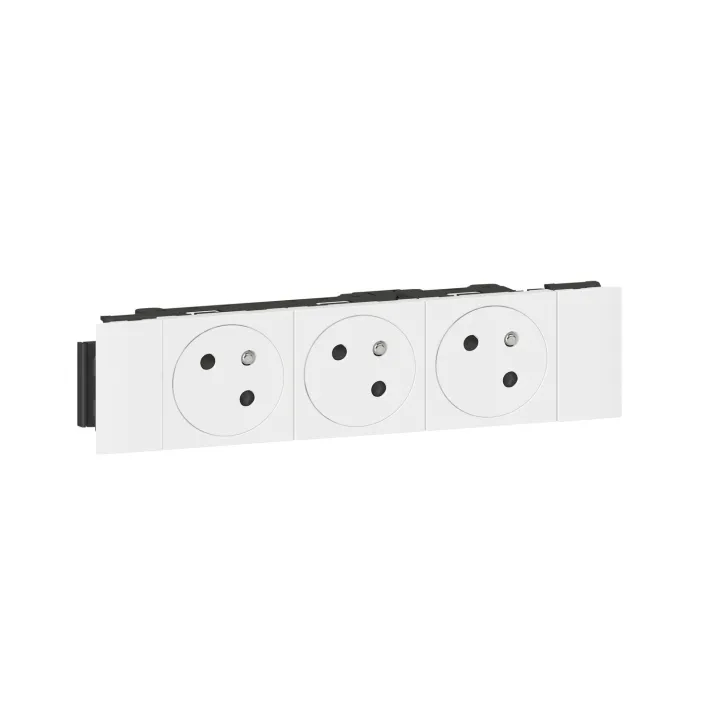 Prise 3X2P+T Surface Mosaic Soluclip Goulotte Clippage Direct 6 Modules - Blanc