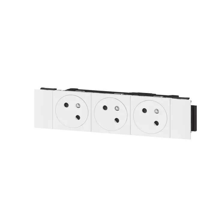 Prise 3X2P+T Surface Mosaic Soluclip Goulotte Clippage Direct 6 Modules - Blanc