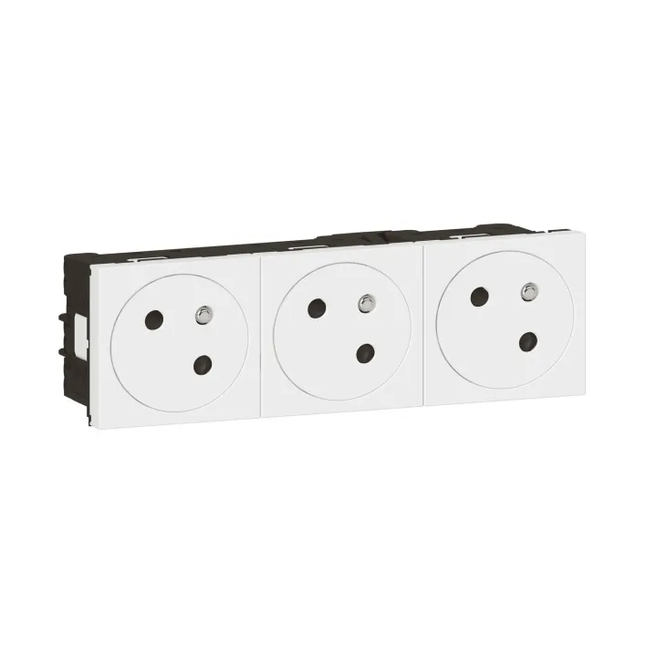 Triple Prise De Courant 2P+T Surface Mosaic Link Racc Latéral 6 Mod - Blanc