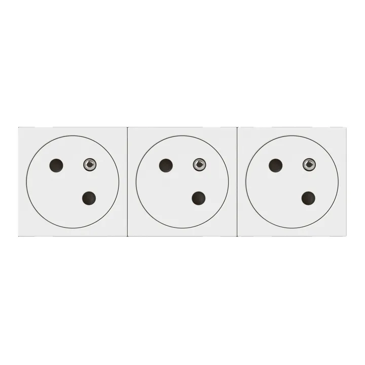 Triple Prise De Courant 2P+T Surface Mosaic Link Racc Latéral 6 Mod - Blanc