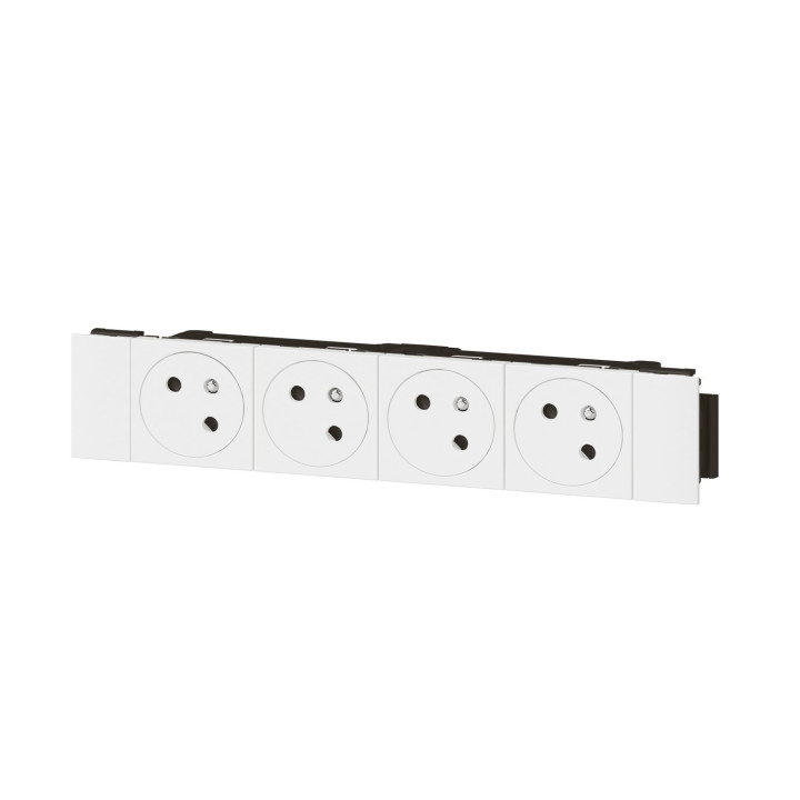 Prise 4x2P+T Surface Mosaic Soluclip goulotte clippage direct 8 modules - blanc
