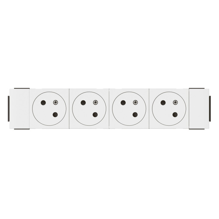 Prise 4x2P+T Surface Mosaic Soluclip goulotte clippage direct 8 modules - blanc