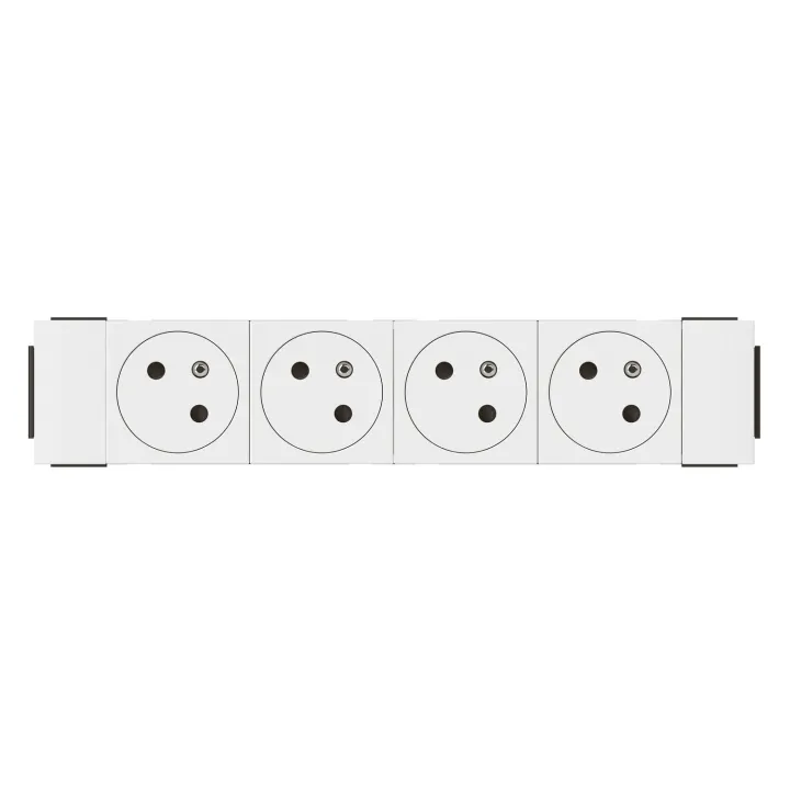 Prise 4X2P+T Surface Mosaic Soluclip Goulotte Clippage Direct 8 Modules - Blanc