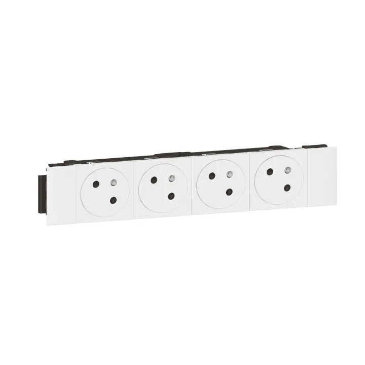 Prise 4X2P+T Surface Mosaic Soluclip Goulotte Clippage Direct 8 Modules - Blanc