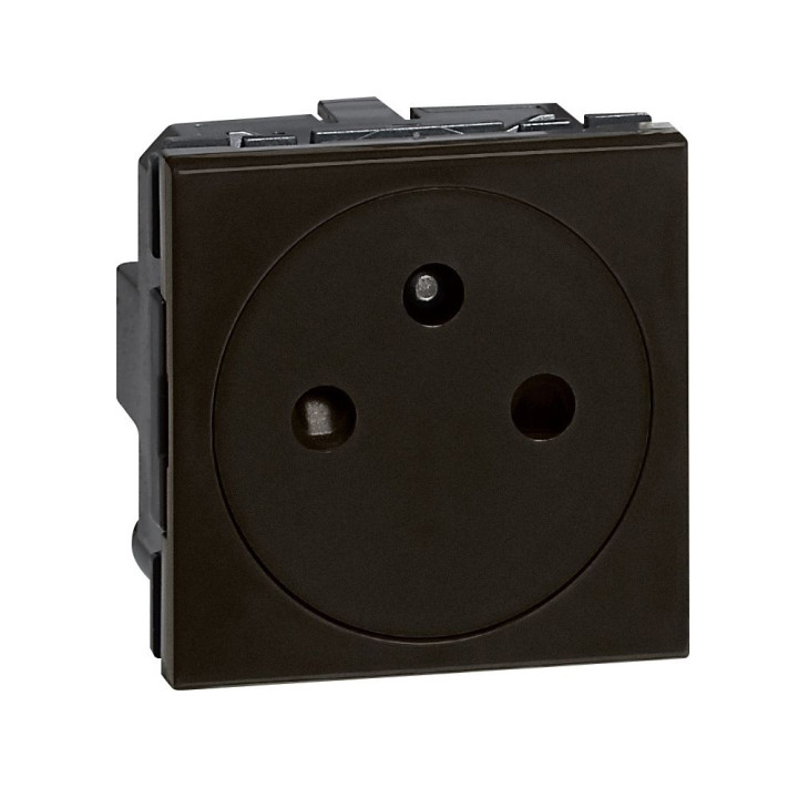 Prise De Courant 2P+T Surface Mosaic Bornes Automatiques 2 Modules - Noir Mat