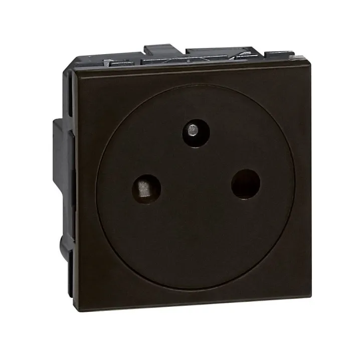 Prise De Courant 2P+T Surface Mosaic Bornes Automatiques 2 Modules - Noir Mat