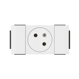Prise 2P+T Surface Mosaic Soluclip Goulotte Clippage Direct 2 Modules - Blanc