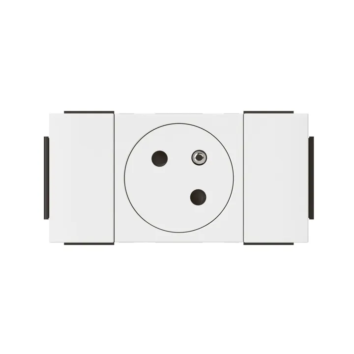 Prise 2P+T Surface Mosaic Soluclip Goulotte Clippage Direct 2 Modules - Blanc