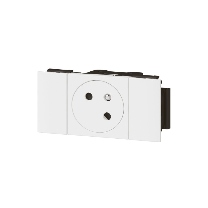 Prise 2P+T Surface Mosaic Soluclip goulotte clippage direct 2 modules - blanc