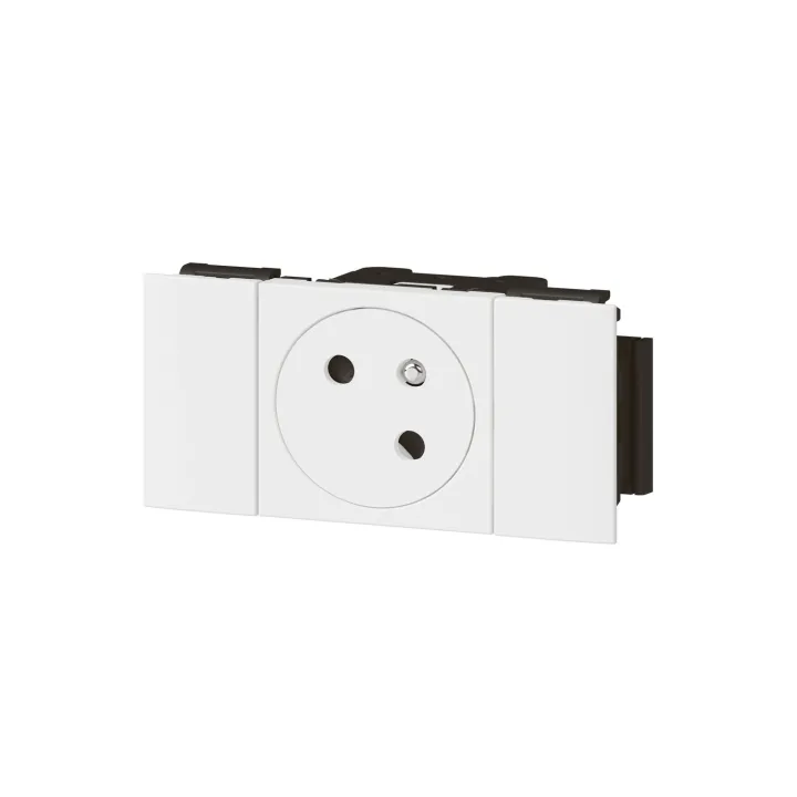 Prise 2P+T Surface Mosaic Soluclip Goulotte Clippage Direct 2 Modules - Blanc