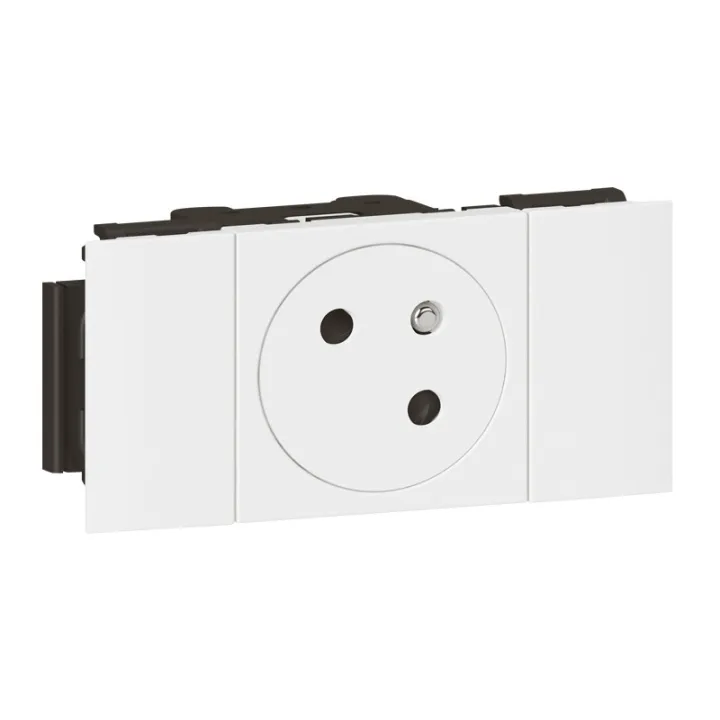 Prise 2P+T Surface Mosaic Soluclip Goulotte Clippage Direct 2 Modules - Blanc